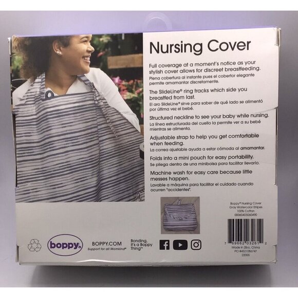 BOPPY Nursing Cover-up for Breastfeeding Privacy - Gray Stripes - Picture 2 of 2